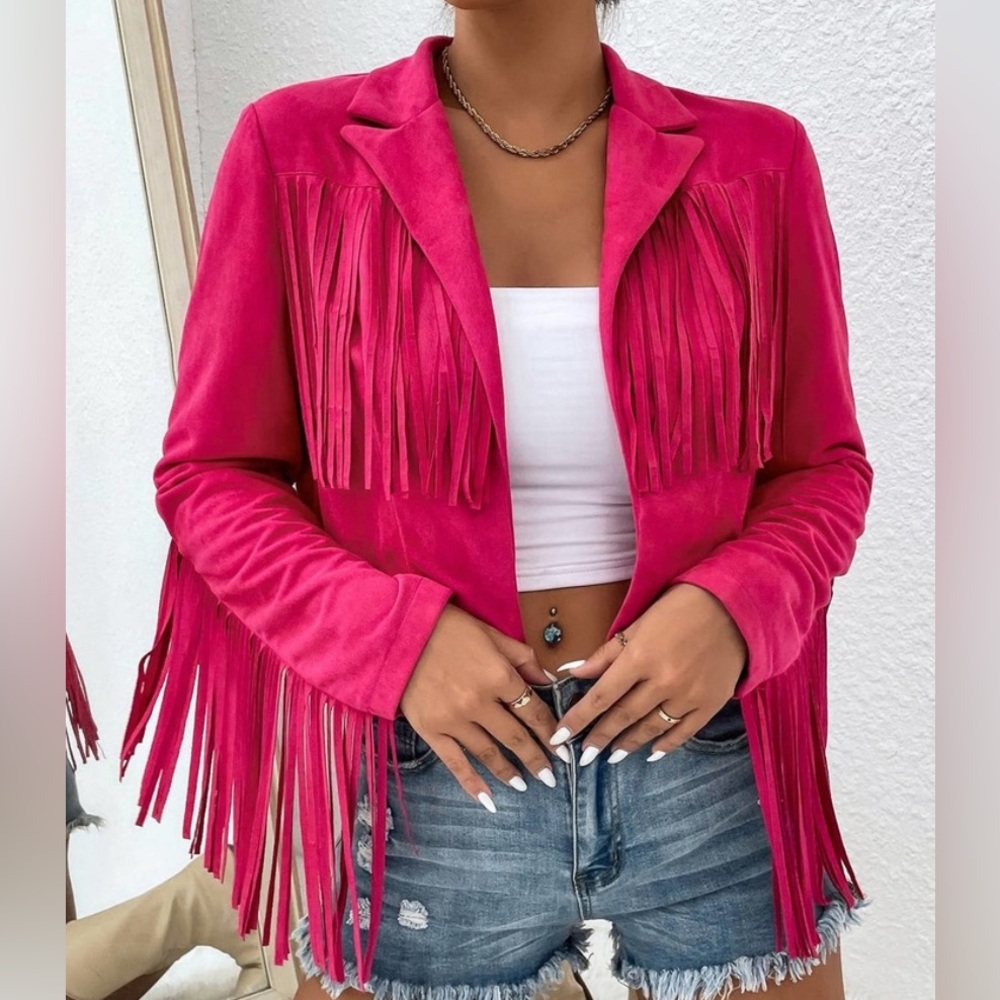 Faux Suede fringe jacket